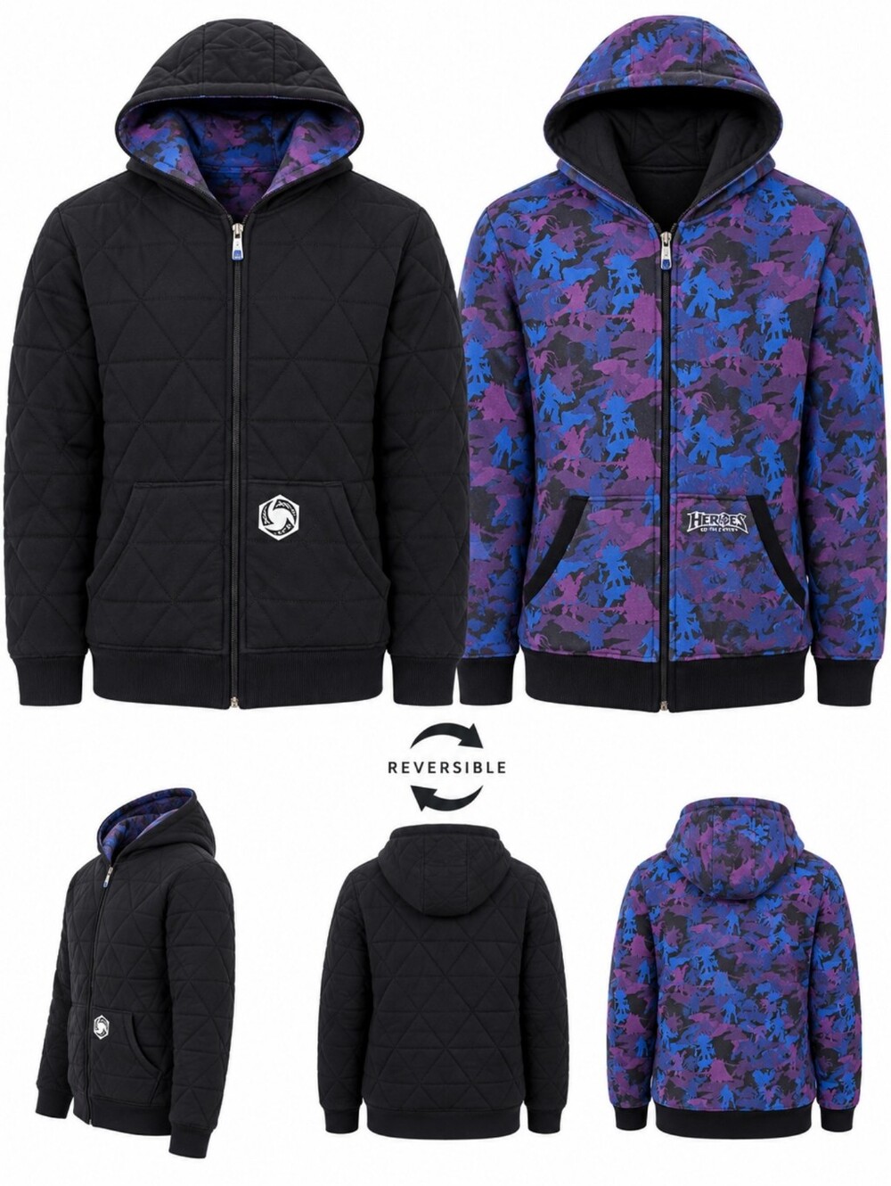 Blizzard Heroes of the Storm Reversible Quilted Hoodie Jacket Men XL 2015 Gamer